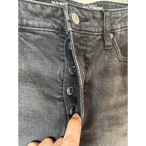 Old Navy Womens 12 Black Gray Button Fly Cutoff Shorts High Rise OG Straight - Picture 4 of 8